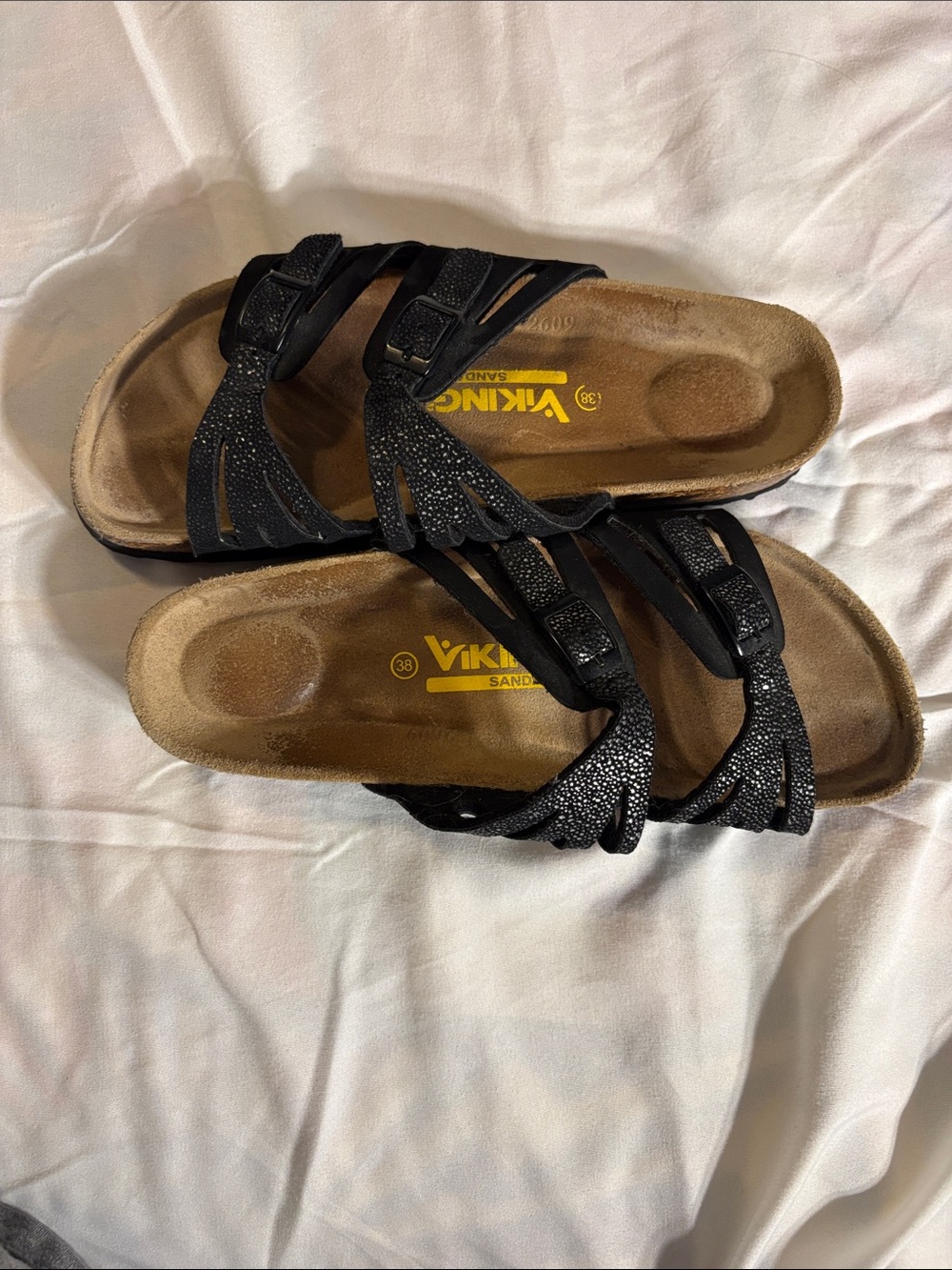Viking Black Glitter Strap Women's Sandal